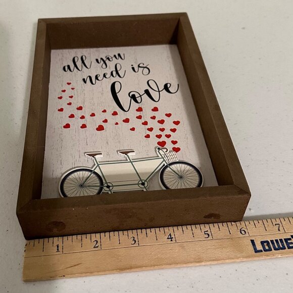 Reversible Valentines Day Decoration ALL YOU NEED IS LOVE-HAPPINESS IS HOMEMADE - Picture 6 of 10